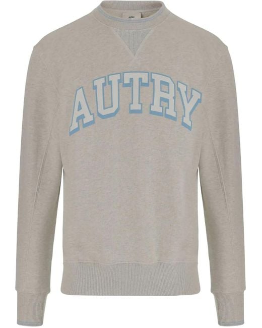 Autry Gray Logo-Print Cotton Sweatshirt for men
