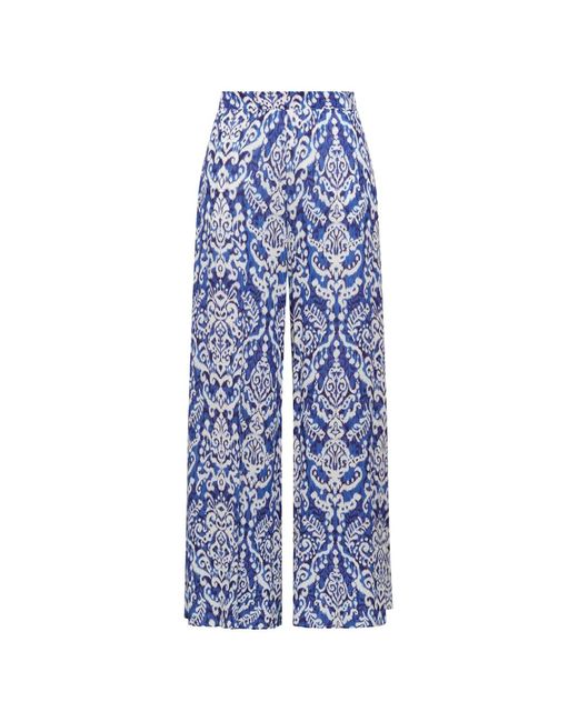 Maliparmi Blue Dreamscape Ikat Palazzo Pants