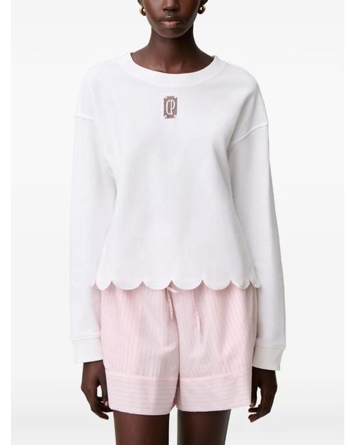 Sweat En Maille Gaufrée À Ourlet Festonné Claudie Pierlot en coloris White