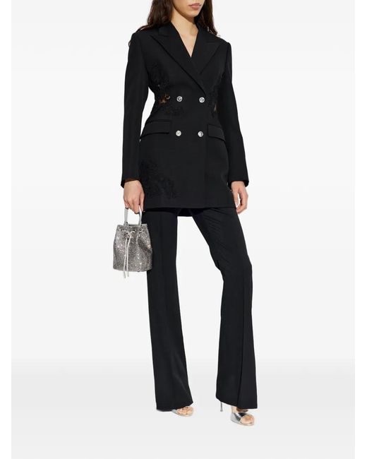 Versace Black Lace Double-Breasted Blazer