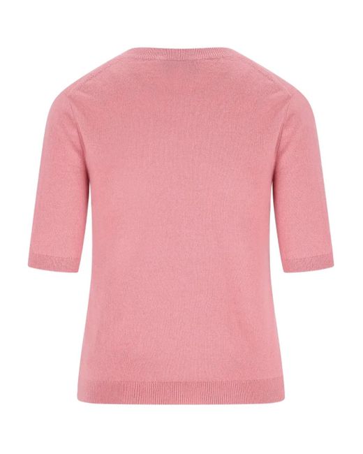 Alpha Studio Pink Short-Sleeve Cashmere Top