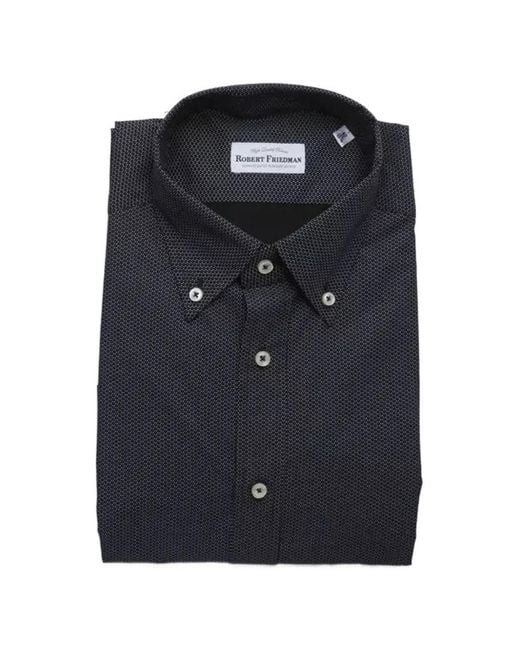 Robert Friedman Blue Patterned Button-Down Shirt for men