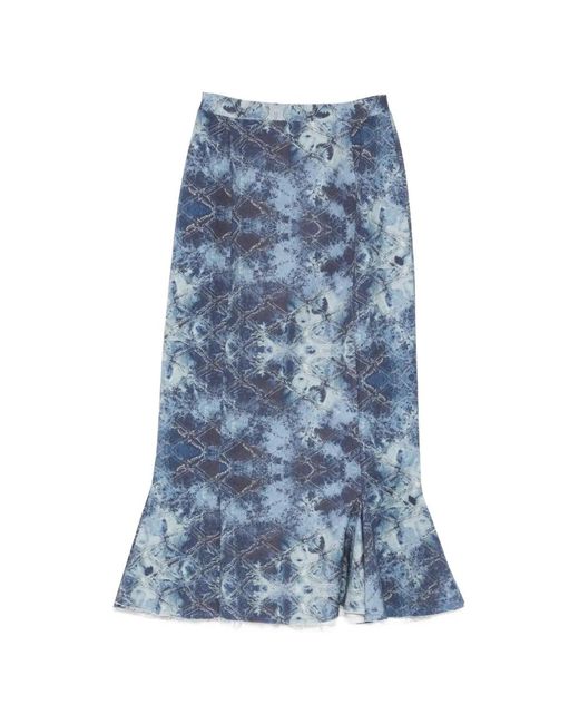 BARBARA BOLOGNA Blue Sirena Acid-Wash Diamond-Pattern Skirt