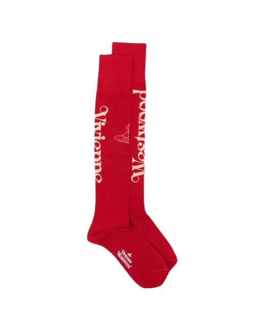 Vivienne Westwood Red Logo-Print Orb-Motif Socks