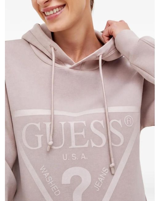 Guess Pink Hooded Graphic Sweater