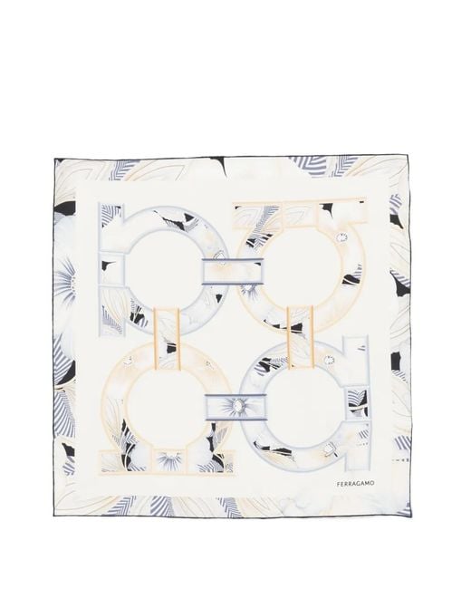 Ferragamo White Brezza4Ga Silk Scarf