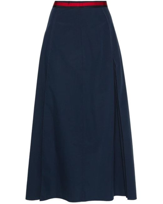 Gucci Blue Sylvie-web Pleated Midi Skirt