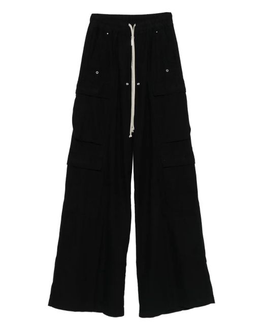 Rick Owens Black Cargohose mit Kordelzug