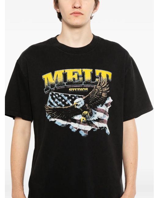Melt Black Eagle-Print T-Shirt for men