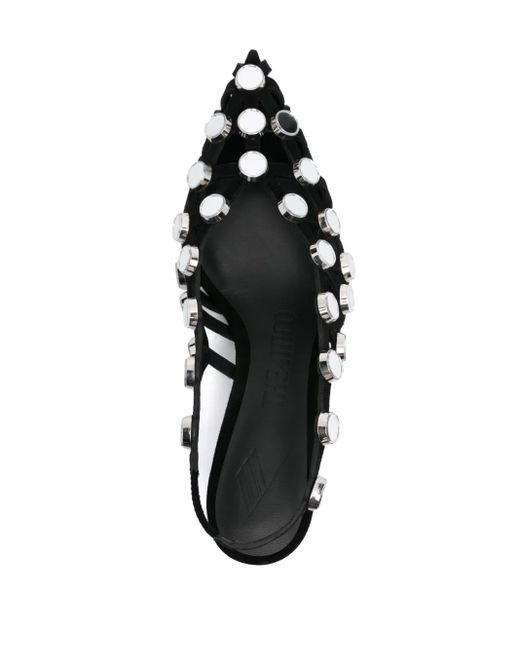 The Attico Black Suede Grid Slingback With Inserts