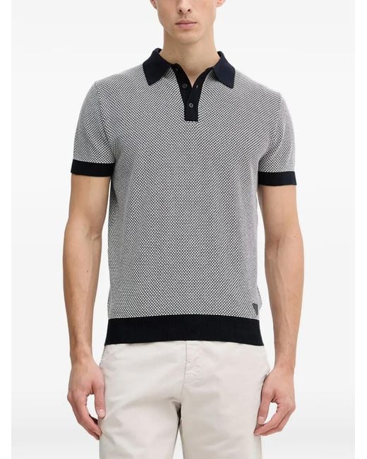 Guess Gray Logo-Patch Polo Shirt for men