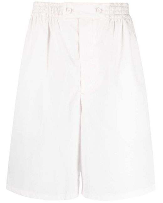Short en popeline à patch logo Prada pour homme en coloris White