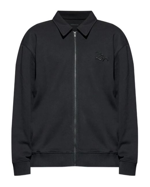 Zadig & Voltaire Black Logo-Embroidered Zip-Fastening Jacket for men