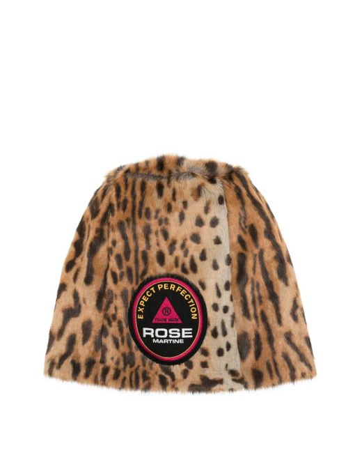 Martine Rose Brown Leopard-Print Patch Hat for men