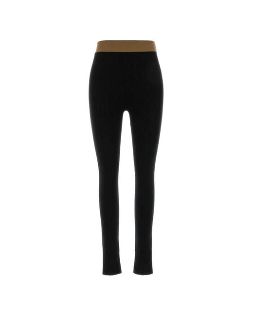 Uma Wang Black Ribbed-Knit Leggings