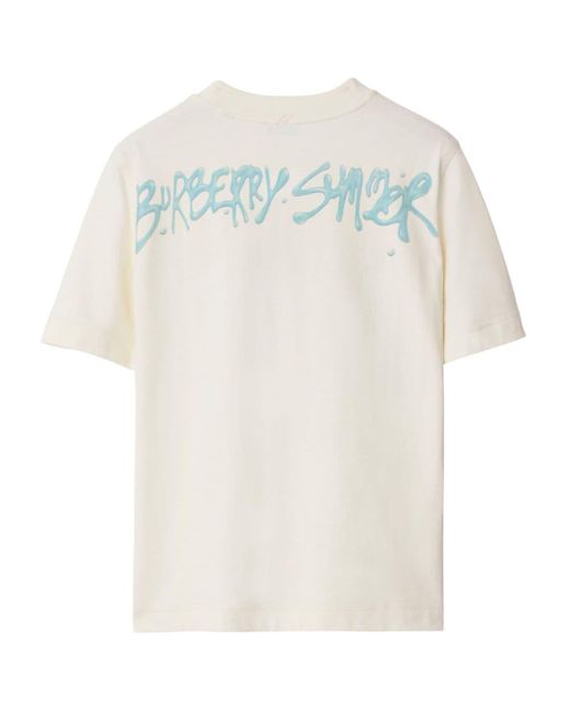 Burberry White Graphic-print Cotton T-shirt