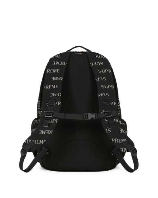 Supreme Black Logo-Print Backpack Bag for men