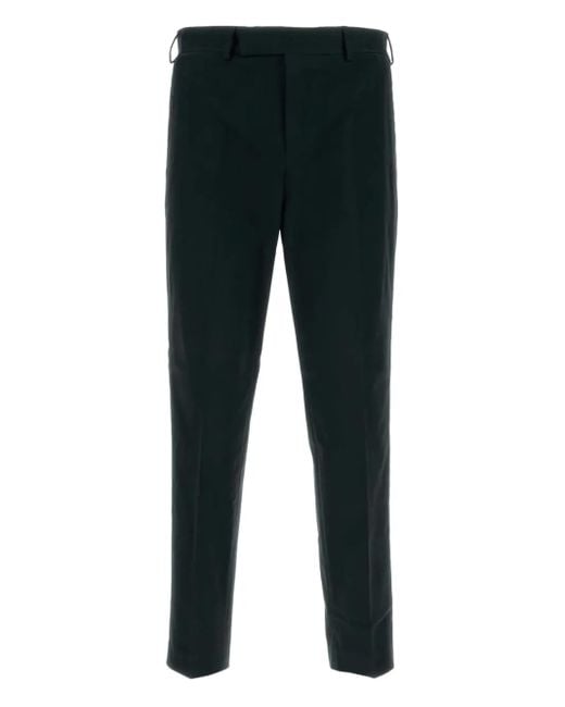PT Torino Black Straight-Leg Cotton-Blend Trousers for men