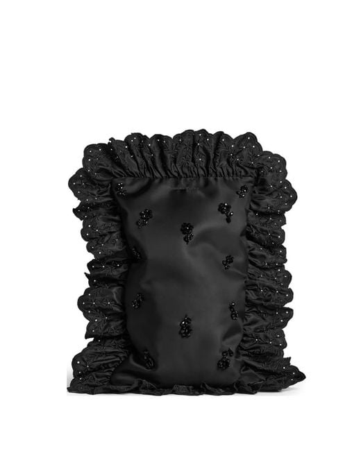 Simone Rocha Black Pillowcase Ruffled Clutch Bag