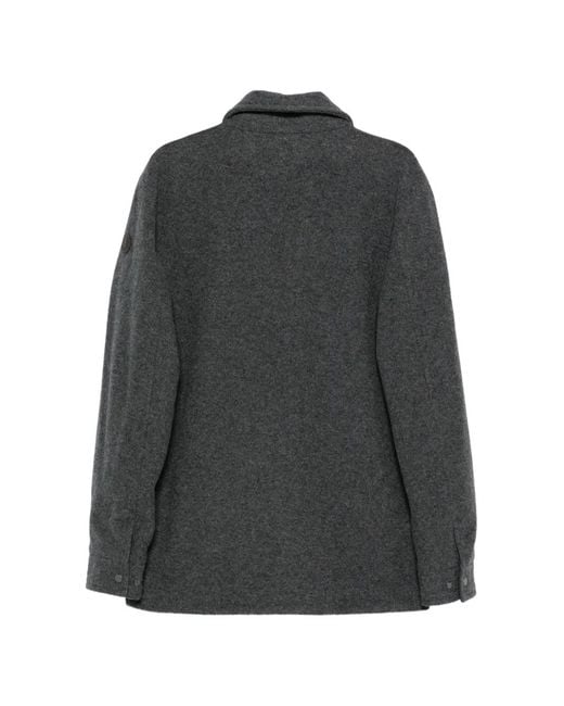Moncler Black Button-Up Coat for men