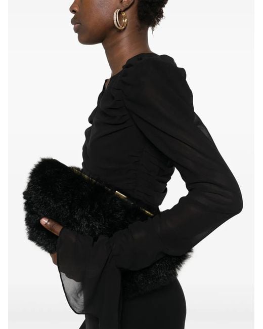 ROTATE BIRGER CHRISTENSEN Black Chiffon Long-Sleeve Top