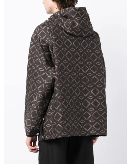 White Mountaineering Black Geometric Pattern Half-Zipped Jacket for men
