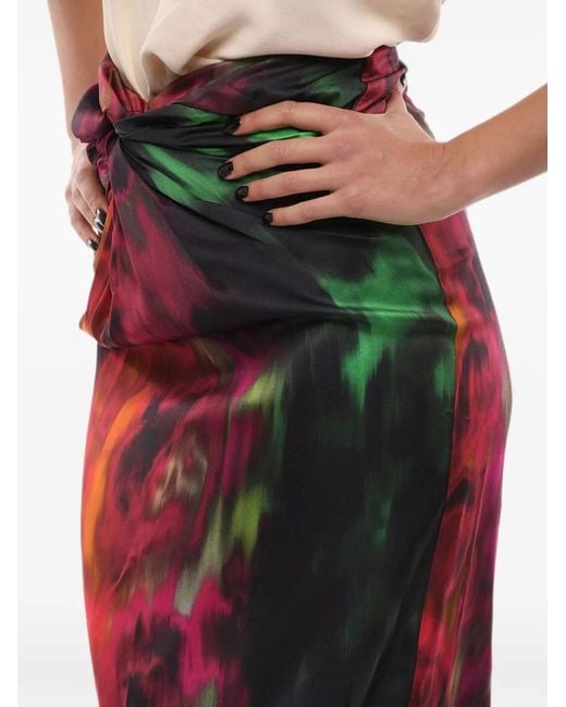 Herskind Red Midi Erin Knot-Detail Skirt