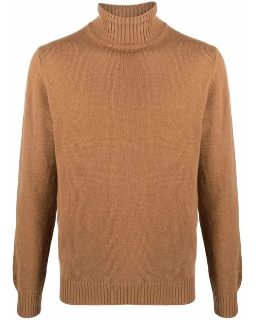 Dell'Oglio Brown Roll-Neck Knitted Jumper for men