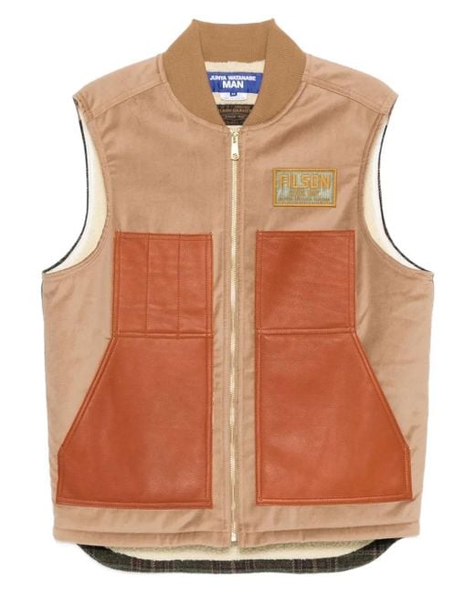 Chaqueta con panales de piel de x Filton Junya Watanabe de hombre de color Brown