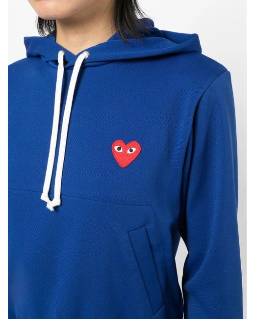 COMME DES GARÇONS PLAY Blue Heart-Patch Drawstring Hoodie