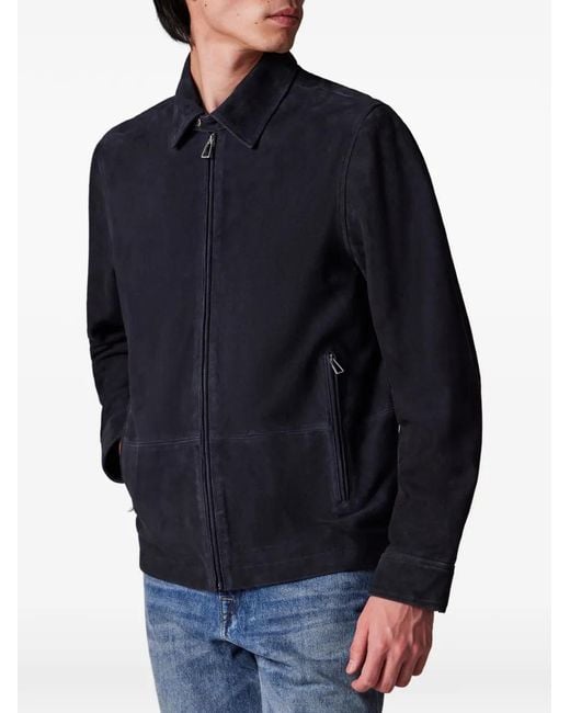 Paul Smith Blue Zip Suede Jacket for men