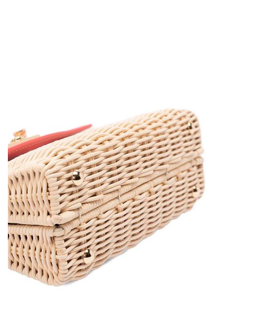 Rodo Pink Small Wicker Shoulder Bag