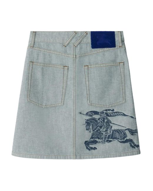 Burberry Blue Ekd-Jacquard Denim Skirt