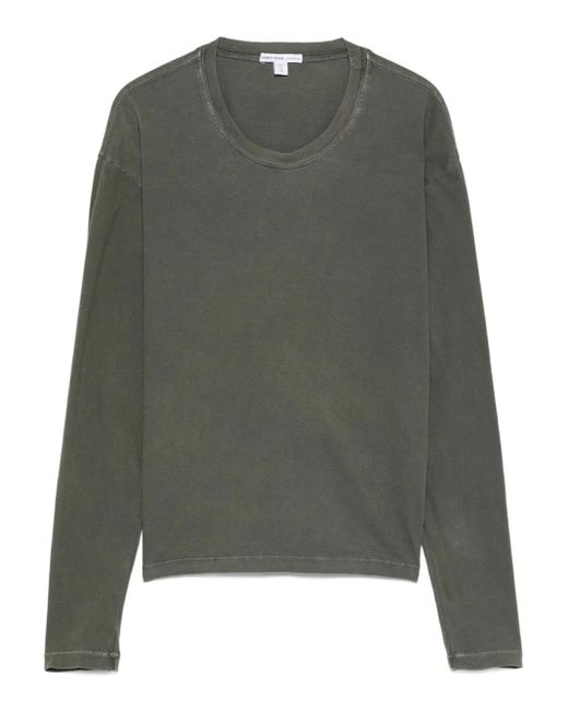 James Perse Green Klassisches Langarmshirt