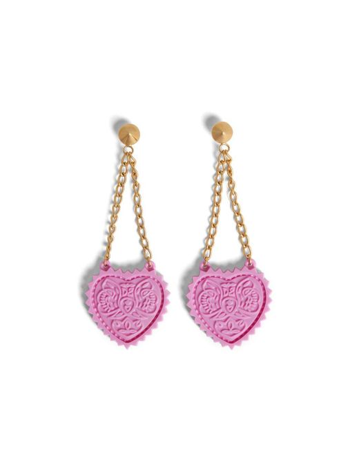 DSquared² Pink Heart-pendant Earrings
