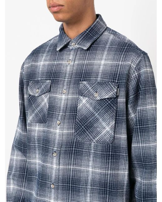 Woolrich Blue Check-Pattern Button-Up Shirt for men