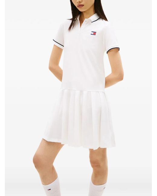 Tommy Hilfiger White Pleated-Skirt Polo Mini Dress