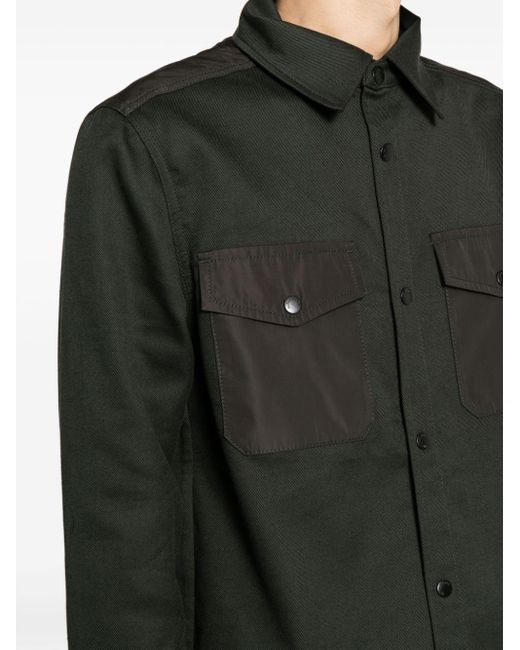 Alpha Tauri Black Long-sleeve Press-stud Shirt Jacket for men