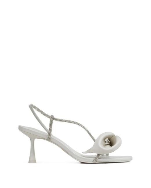 Cult Gaia White Rayna Floral-Appliqué Crystal-Embellished Sandals