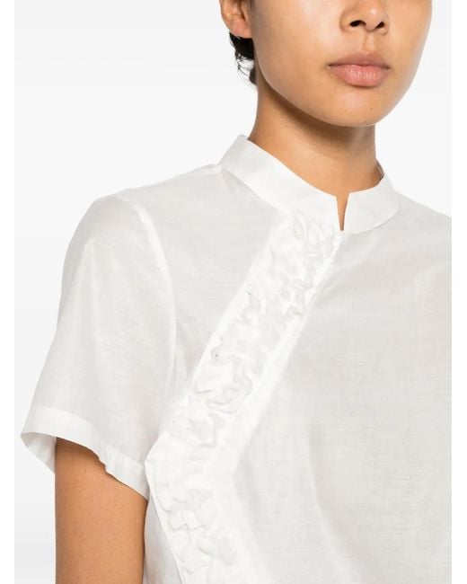 Paloma Wool White Gaspar Ruffle-Trimmed Short-Sleeve Blouse