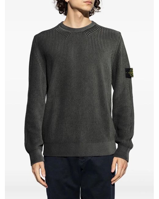 Stone Island Gray Logo-Patch Sweater for men