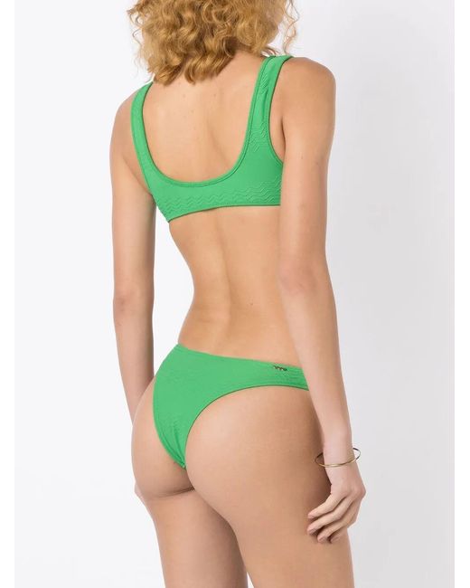 Amir Slama Green Wave-Stitch Non-Wired Bikini Set