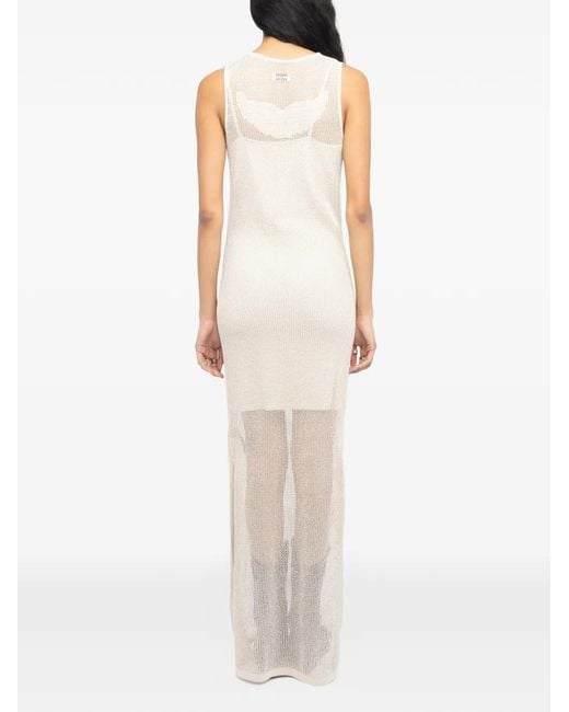 Zadig & Voltaire White Maxi Riza Open-Knit Dress