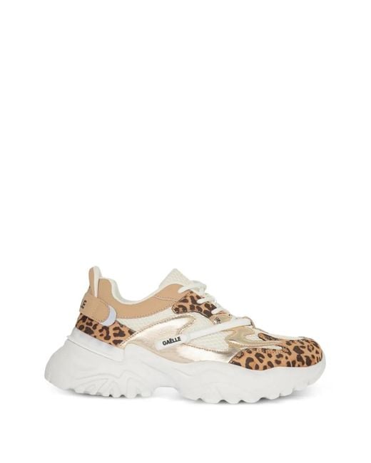 Gaelle Paris White Leopard-Panel Sneakers