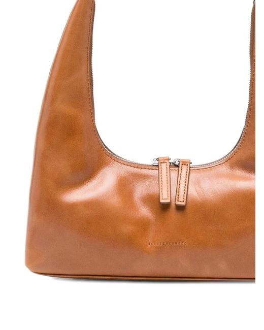 MARGE SHERWOOD Brown Zip Leather Shoulder Bag