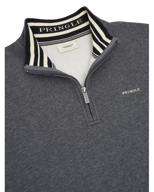 Pringle of Scotland Gray Quarter Zip Track Sweatshirt for men