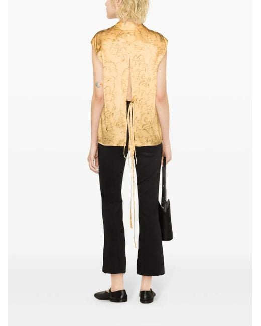 Fabiana Filippi Metallic Floral-Print Silk Top