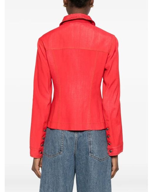 Ermanno Scervino Red Pointelle-Collar Jacket