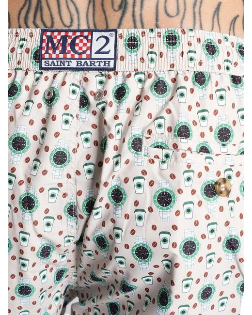 Mc2 Saint Barth Multicolor Short De Bain À Imprimé Graphique for men
