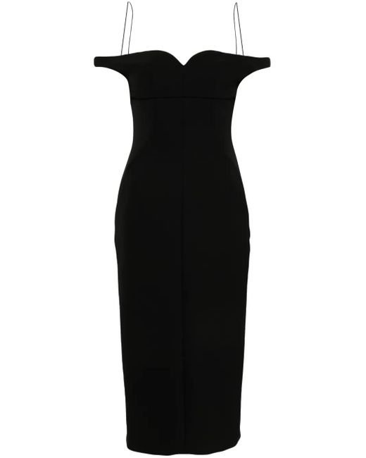 Philosophy Di Lorenzo Serafini Black Off-Shoulder Midi Dress